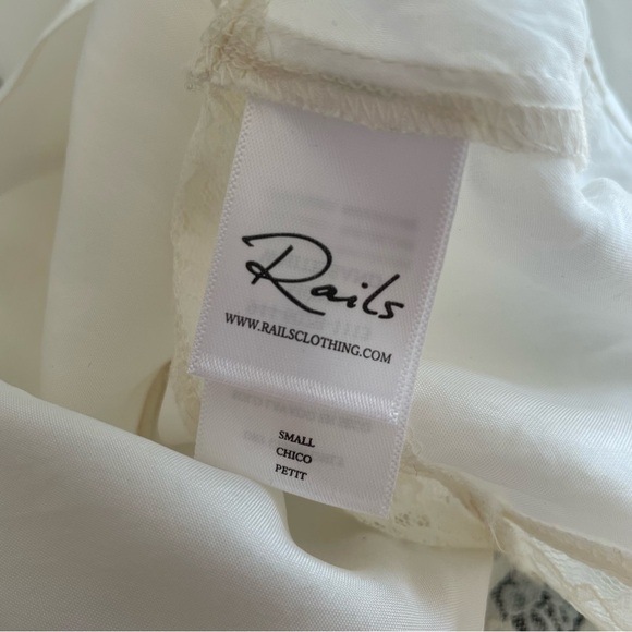 Rails White Sands Silky Cupro Blend Mona Lace Inset Tunic Blouse Button Down S - Picture 10 of 12